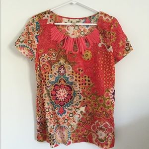 Short sleeve J. Crew print tee shirt style blouse